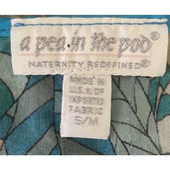 A Pea In The Pod Women's Blue Sheer Silk Floral Maternity Top Blouse - Size S/M - Picture 4 of 6